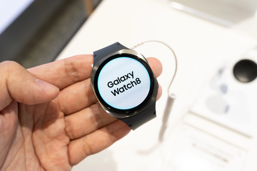 Bangkok Thailand JUL 10 2025: Samsung Galaxy Watch8 on Display. modern wearable technology, smart devices, and health and fitness innovation.